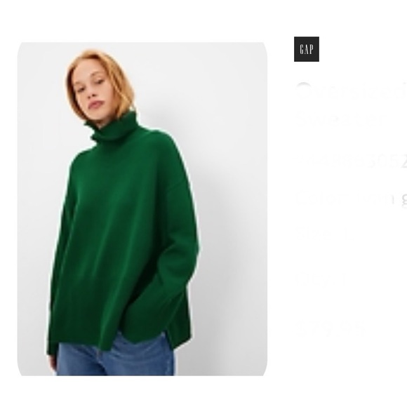 GAP Oversized Turtleneck Sweater NWOT - Picture 1 of 10